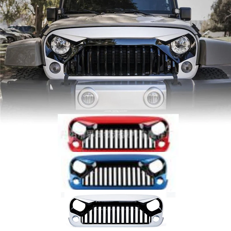 

New Bird Red White Blue Front Mesh Grill For Jeep Wrangler Jk 4x4 Offroad Grille Factory Exterior Parts 2007-2017