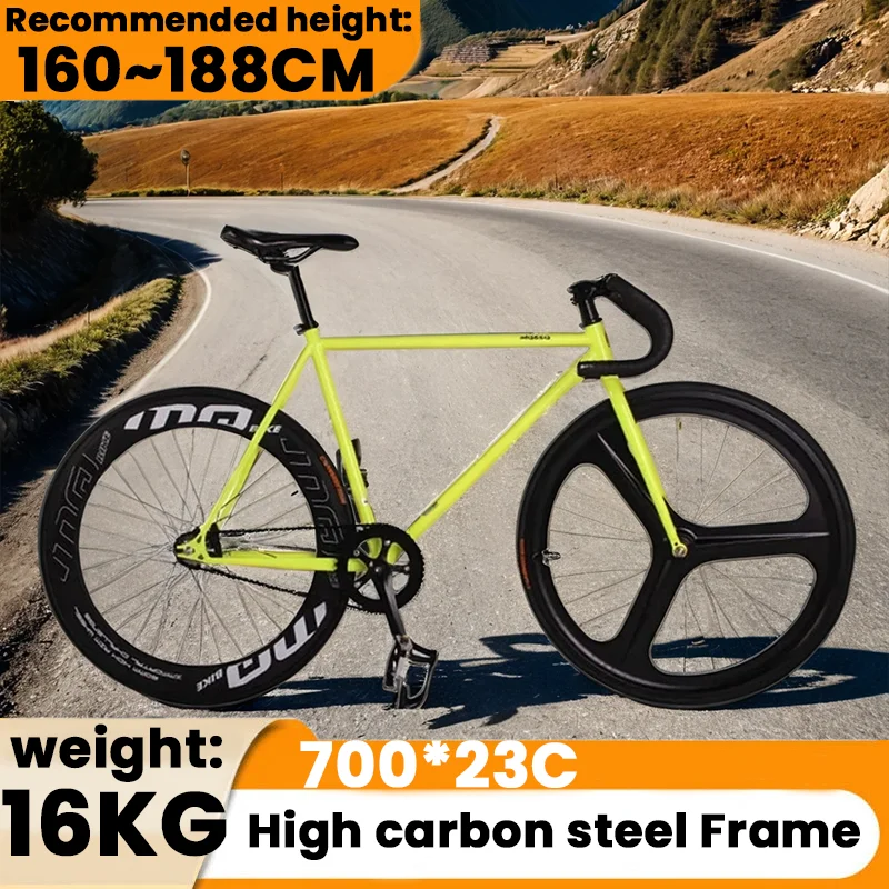 700C*23C High carbon steel frame Road bike Solid tire dead fly bicycle off-road MTB bike Magnesium alloy three-knife wheel