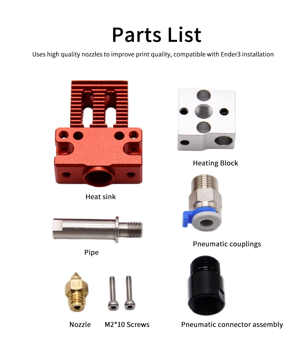 CR-6 SE Assembled Full Extruder Hotend Kit with Thermistor Heater 0.4mm Nozzle Heating Block for CR6 SE Hotend Extruder