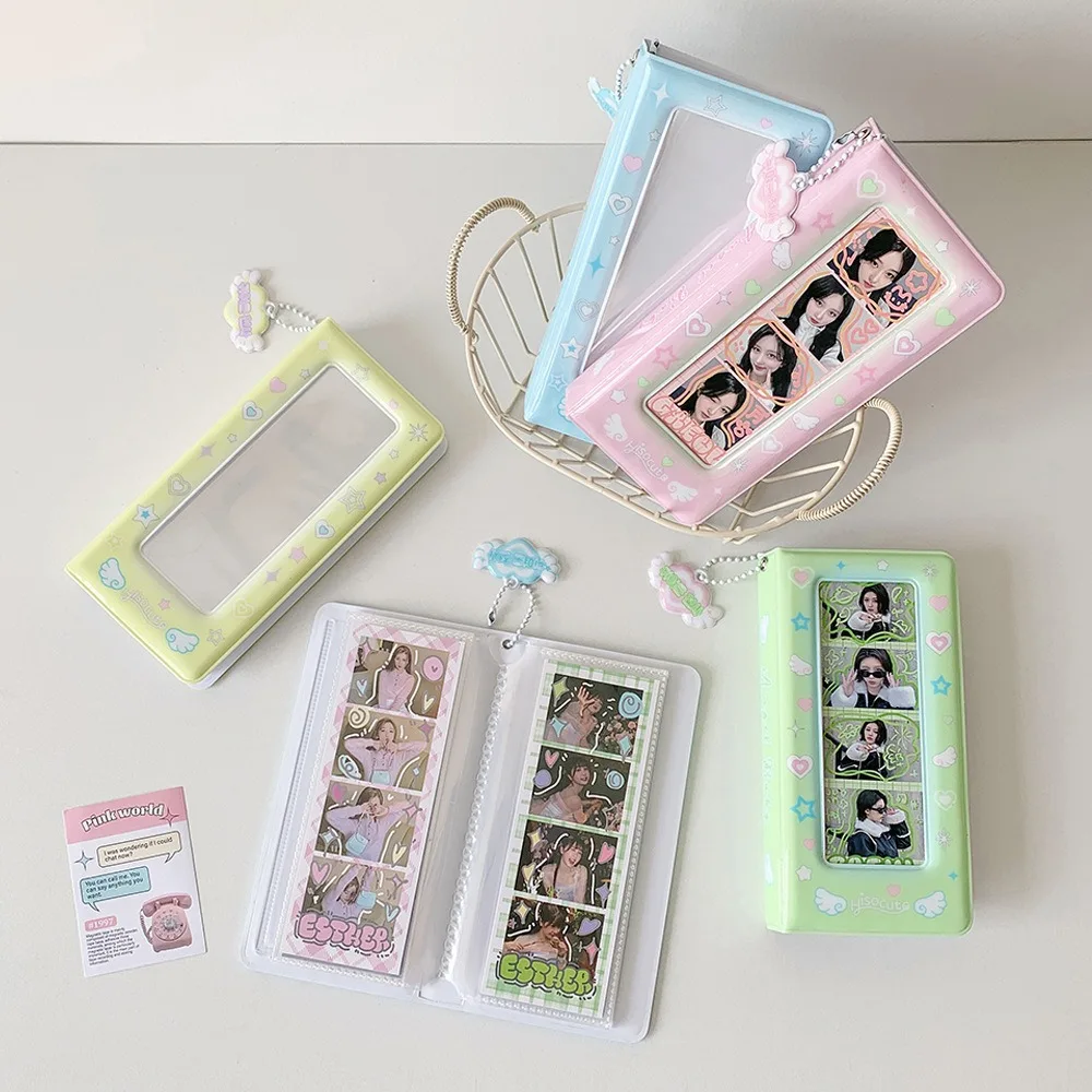 

Love Heart Korean Photocard Holder Keychain Pendant Hanging Decoration Idol Card Display Protector Picture PVC Card Cover