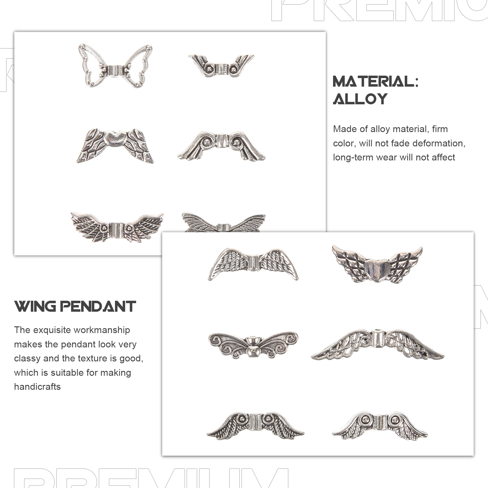 

30pcs Metal Pendant Jewelry Accessories DIY Necklaces Earrings Bracelets Angel Wings Charms Birthday Gifts Metal Charm