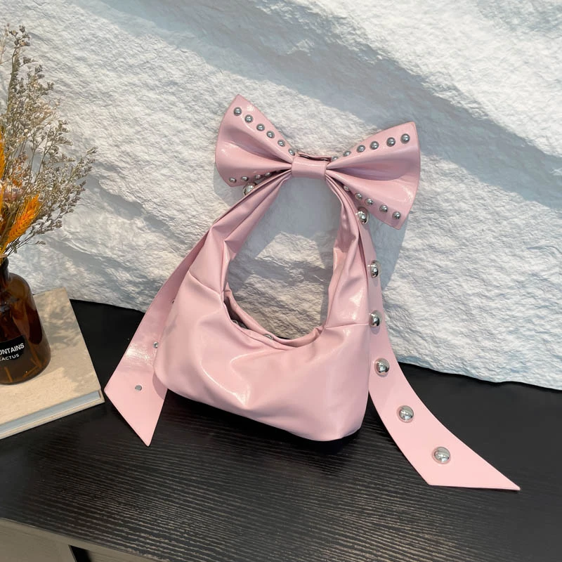 بو ريترو برشام القوس 2025 الساخن بيع تحت الإبط حقيبة يد بلون مشبك الاسلوب المناسب العصرية تنوعا حقيبة كتف نسائية