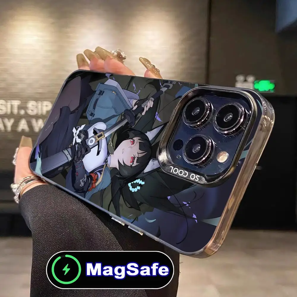 

Чехол для телефона Zenless Zone Zero Hoshimi Miyabi для iPhone 16, 15, 14, 13, 12, 11 Pro Max Plus, полупрозрачный защитный цвет MagSafe