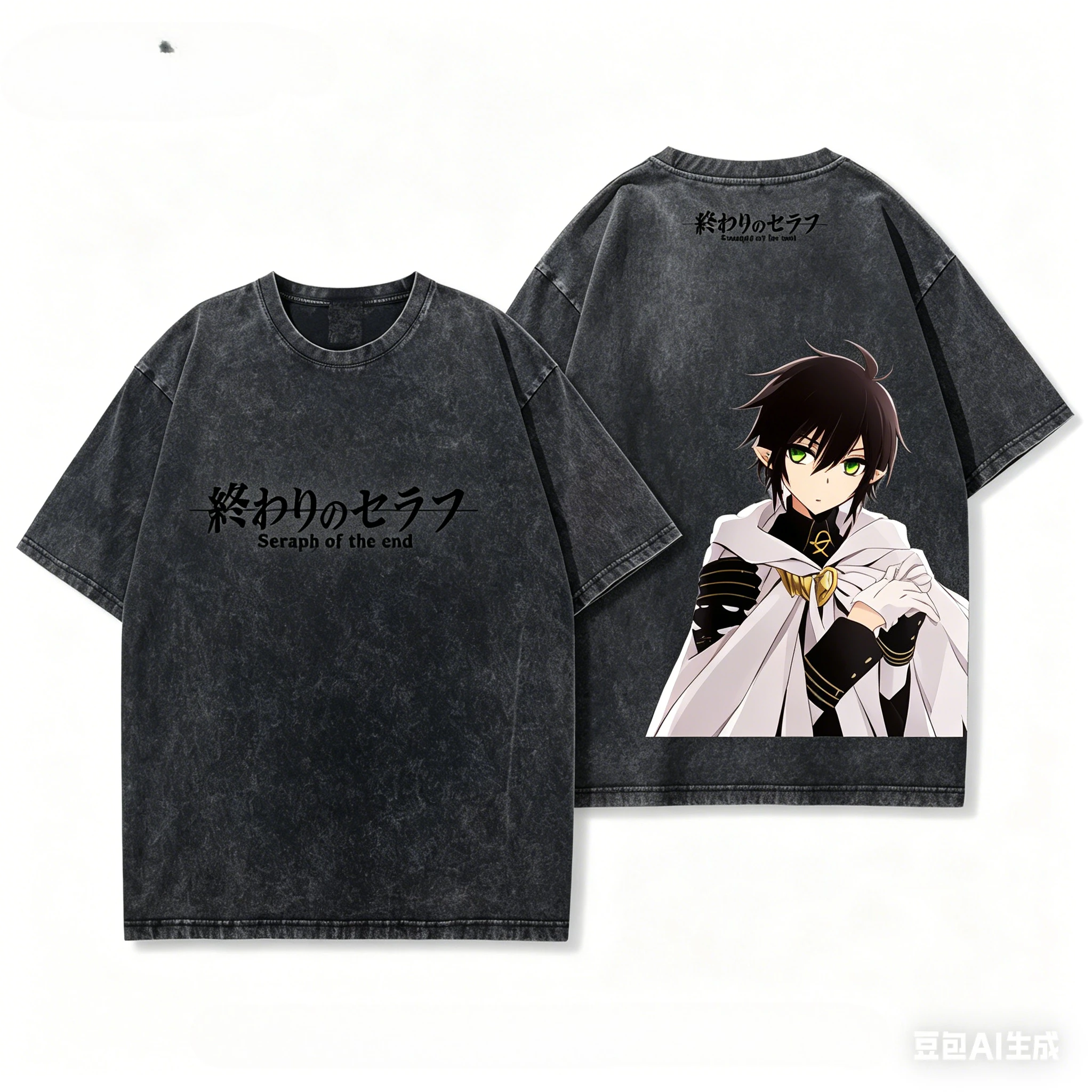 Seraph of the End Washed T-shirt personality Clothes New Model Anime T-shirt Year round clothing Plus Size Unisex Streetwear tee