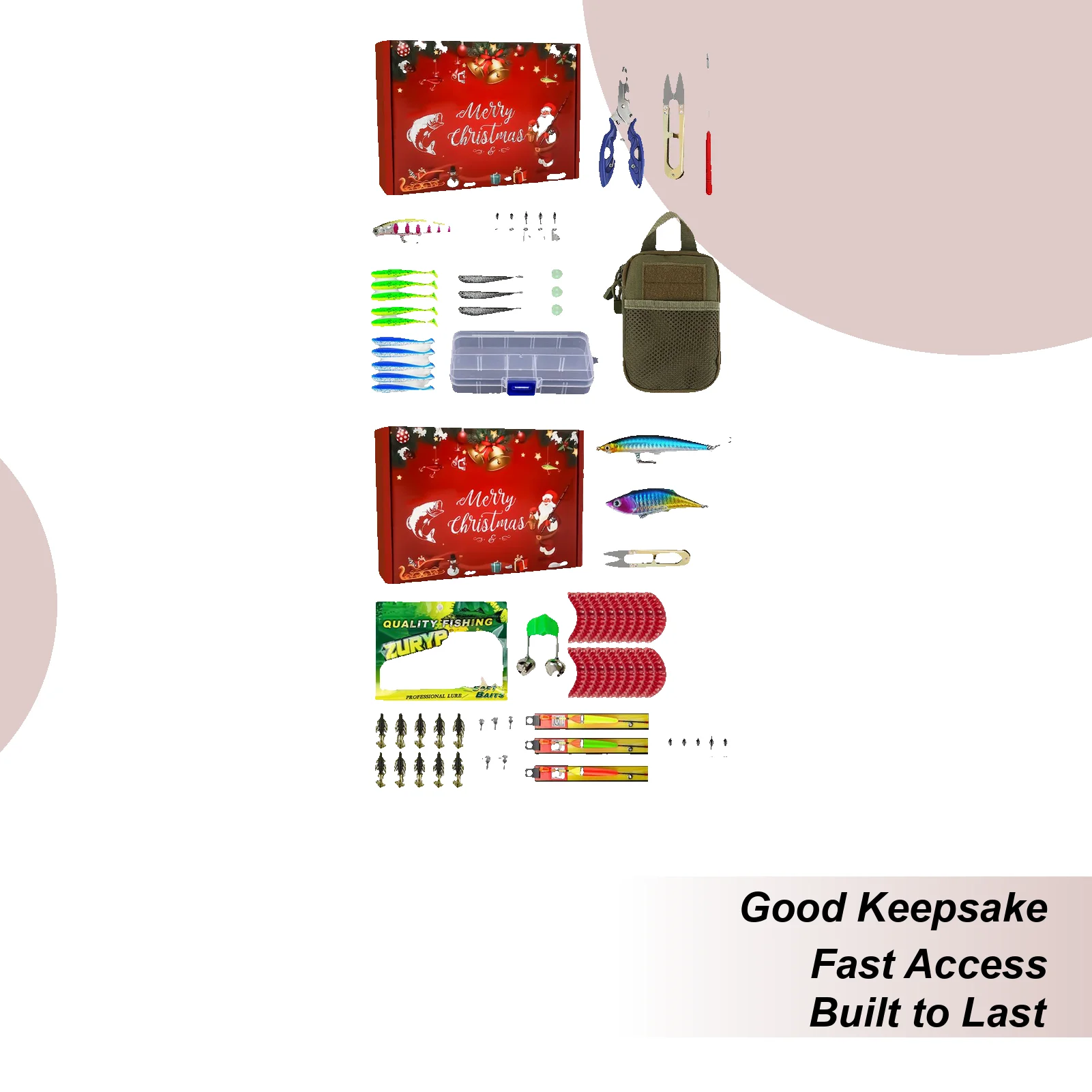 

Набор рыболовных приманок, рождественские аксессуары для рыбалки, комплект искусственных приманок для праздничного сезона, семейный ночной утренний кемпинг на открытом воздухе