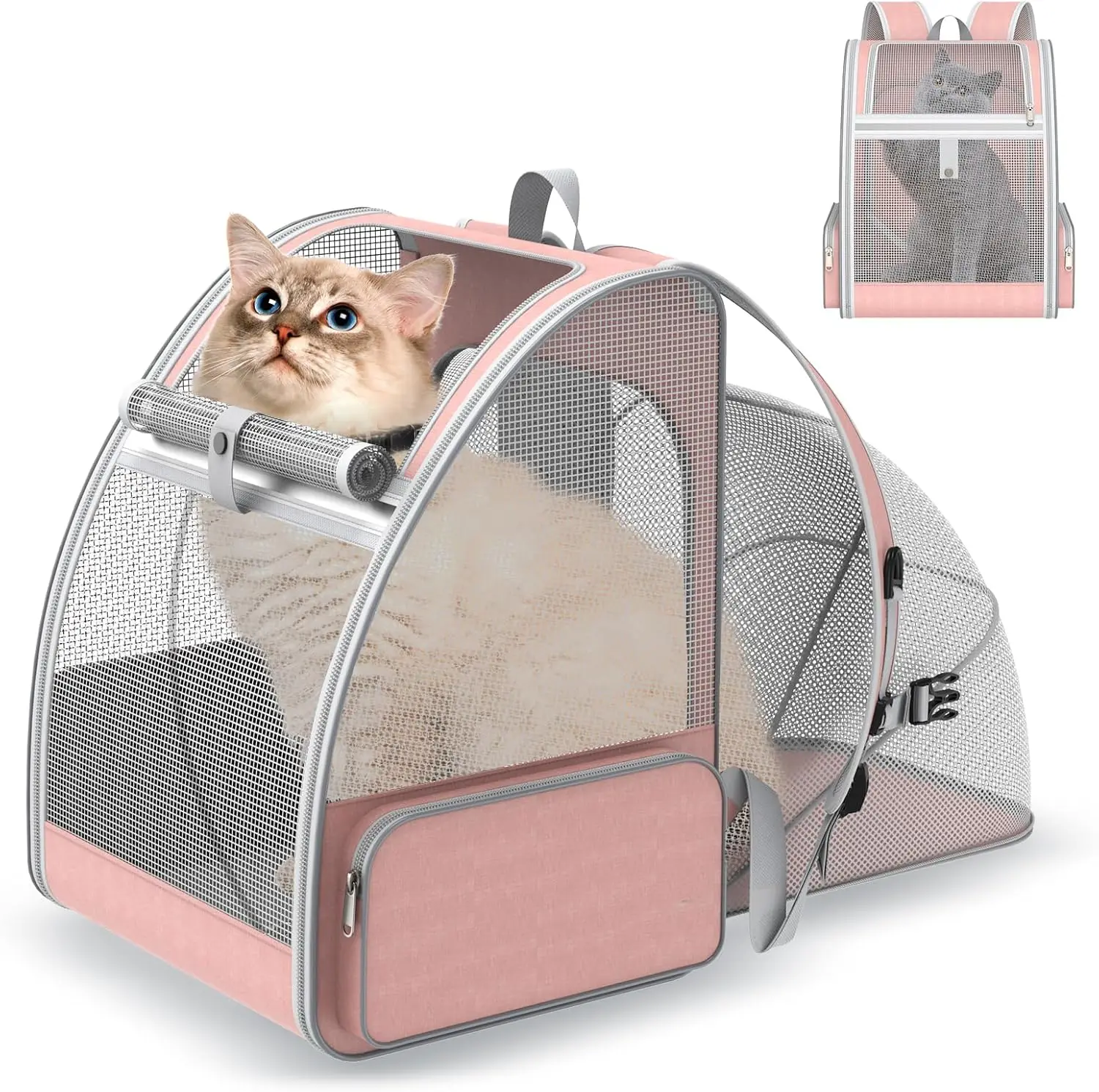 

Cat Backpack Carrier Expandable for Travel: Foldable Pet Backpack with Breathable Mesh for Medium Small Dog Cat Puppy Kitten