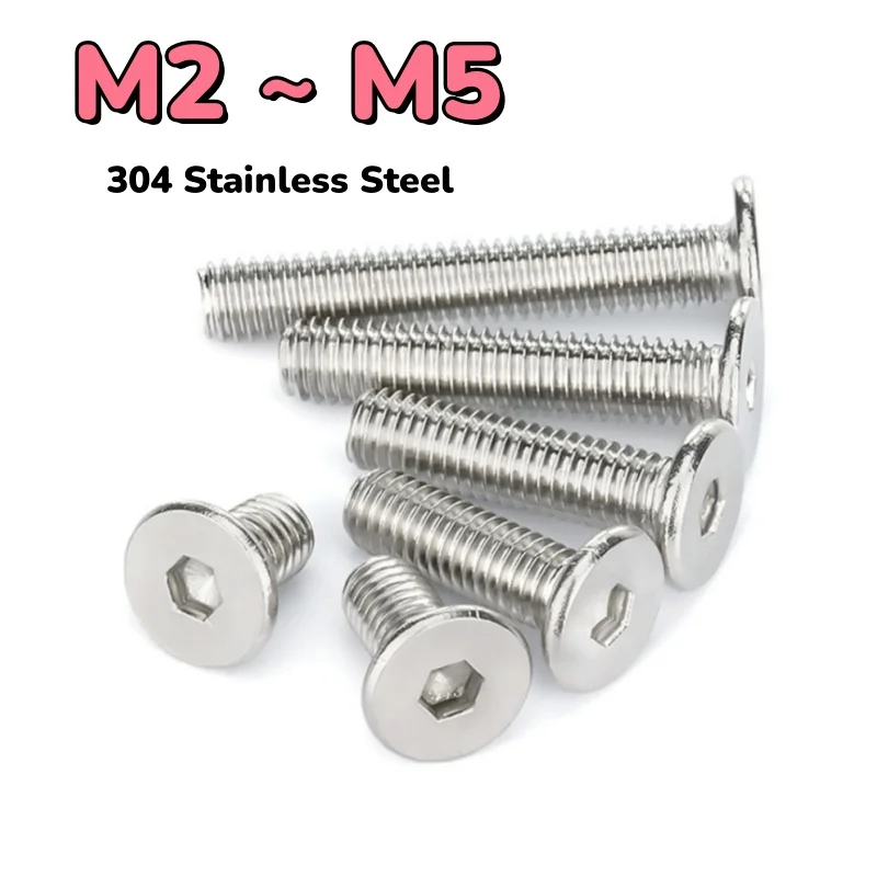304 Stainless Steel Hex Hexagon Socket Ultra Thin Super Low Flat Head Allen Cap Screws Bolt M2 M2.5 M3 M4 M5