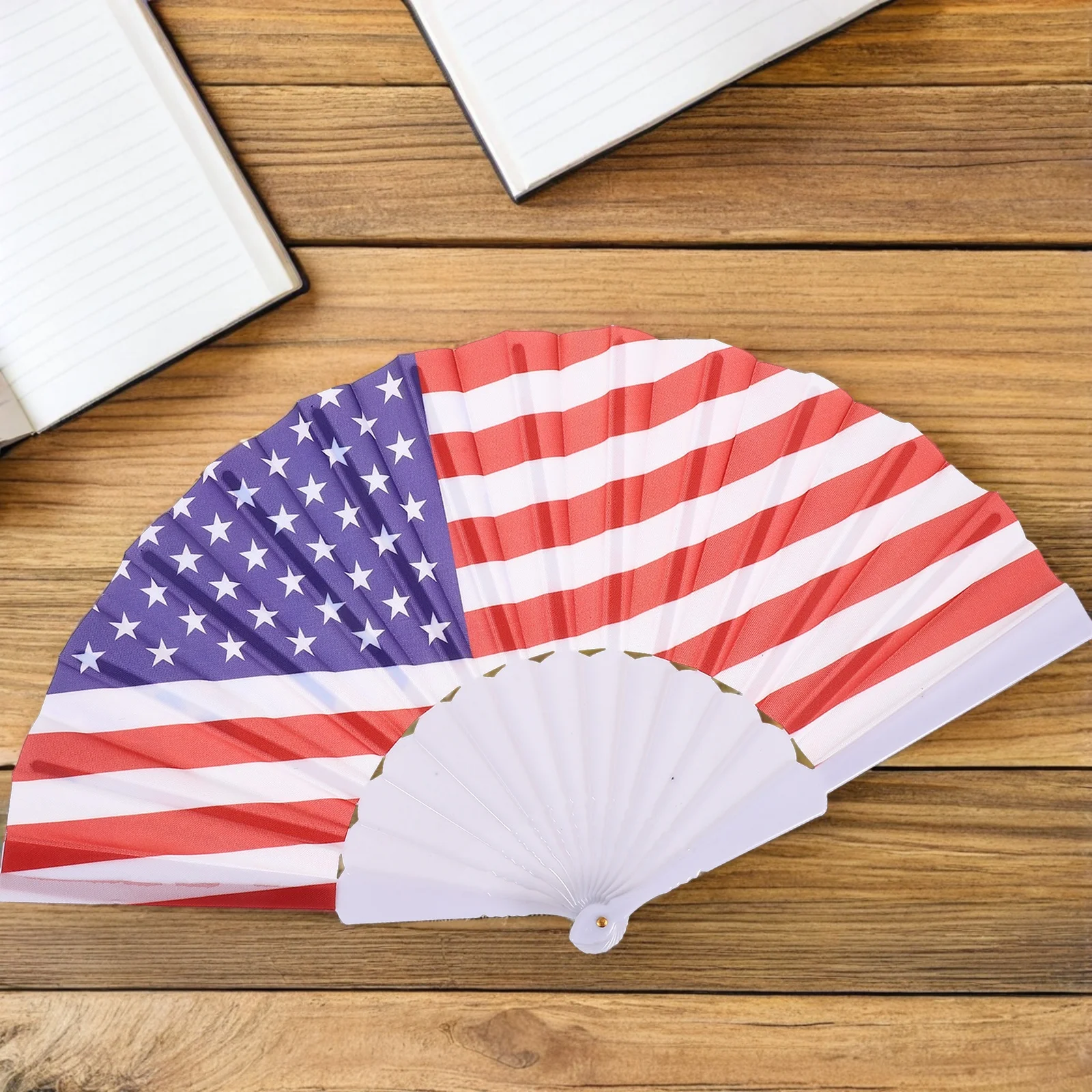 

2pcs Folding Fabric Fans American Flag Portable Handheld For Independence Day Memorial Day Party Decorations Patriotic Event