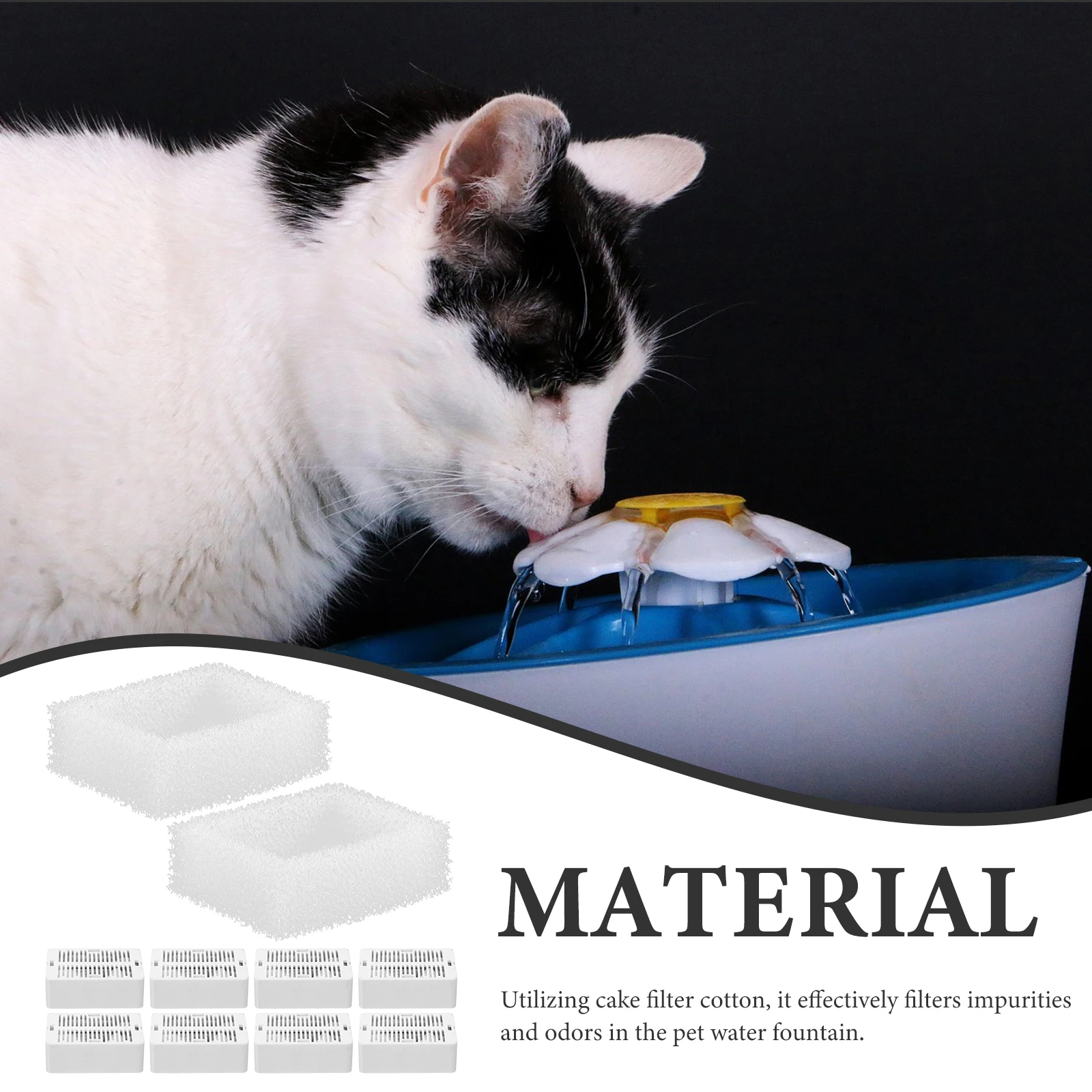 

1 set 1 Set Of Pet Water Fountain Filters Replacement Efficient Cake Filter Cotton For Cat Dog Fountain Filtering Mat Accessory