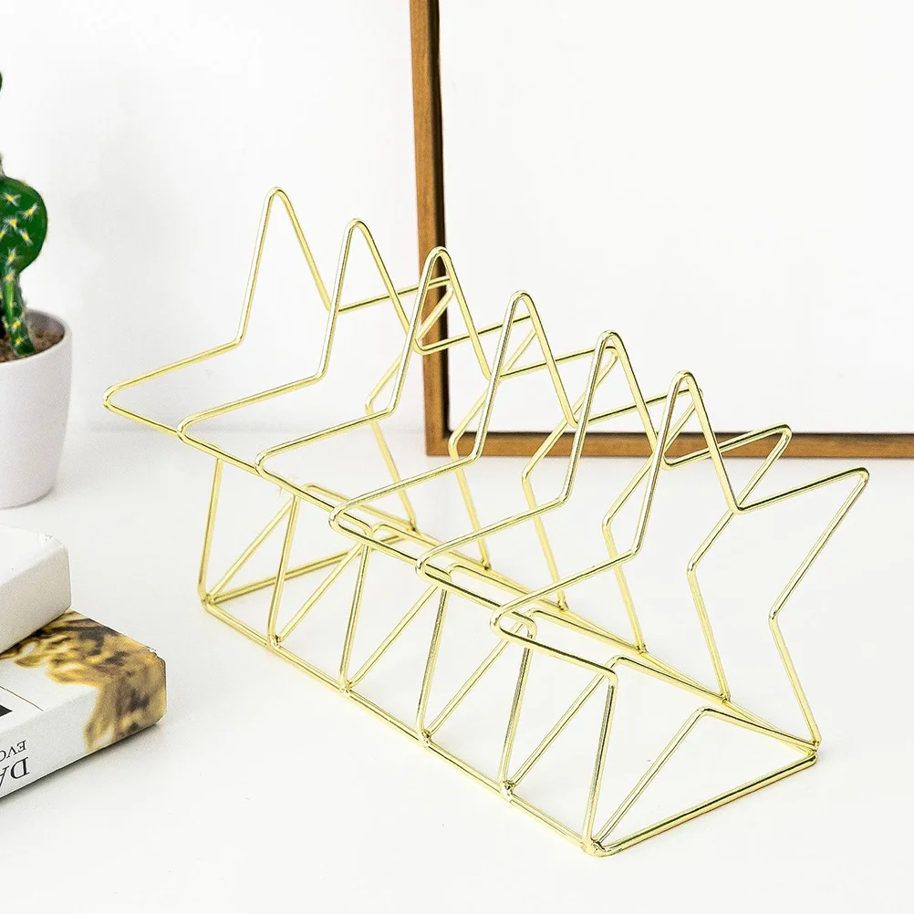 

1Pcs Book Stand Iron Wrought Document Holder Nordic Style Five Shelf for Books Magazines Folders Home Office Decor