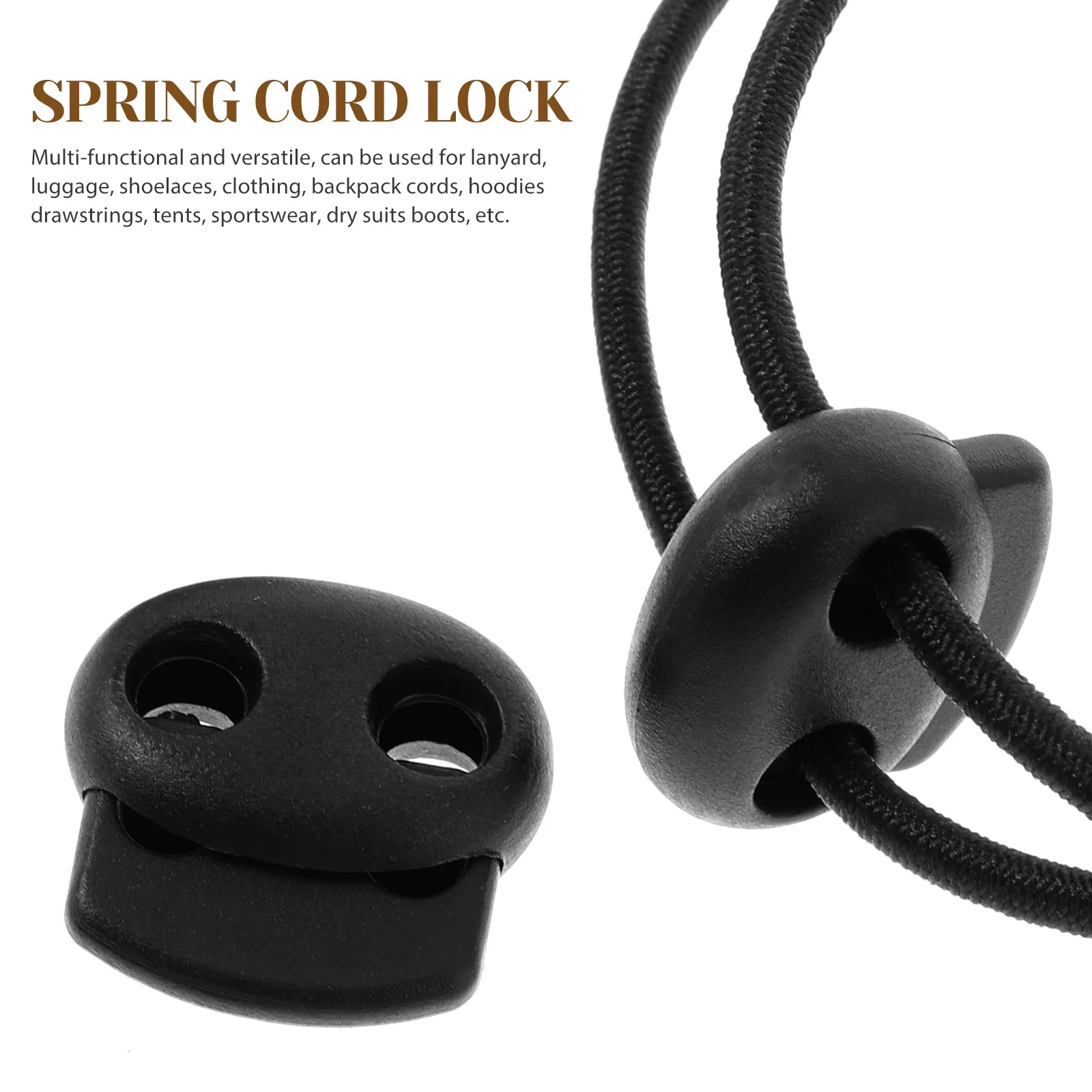 

1 set Black Plastic Toggle Buckles Spring Fastener Cord Locks Adjustable Drawstring For Clothes Lanyard Hoodies With 5M Elastic