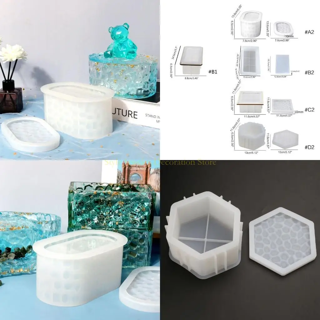 

D46E Resin Storage Box Mold Resin Box Mould Diamonds Jewelry Box Silicone Mould