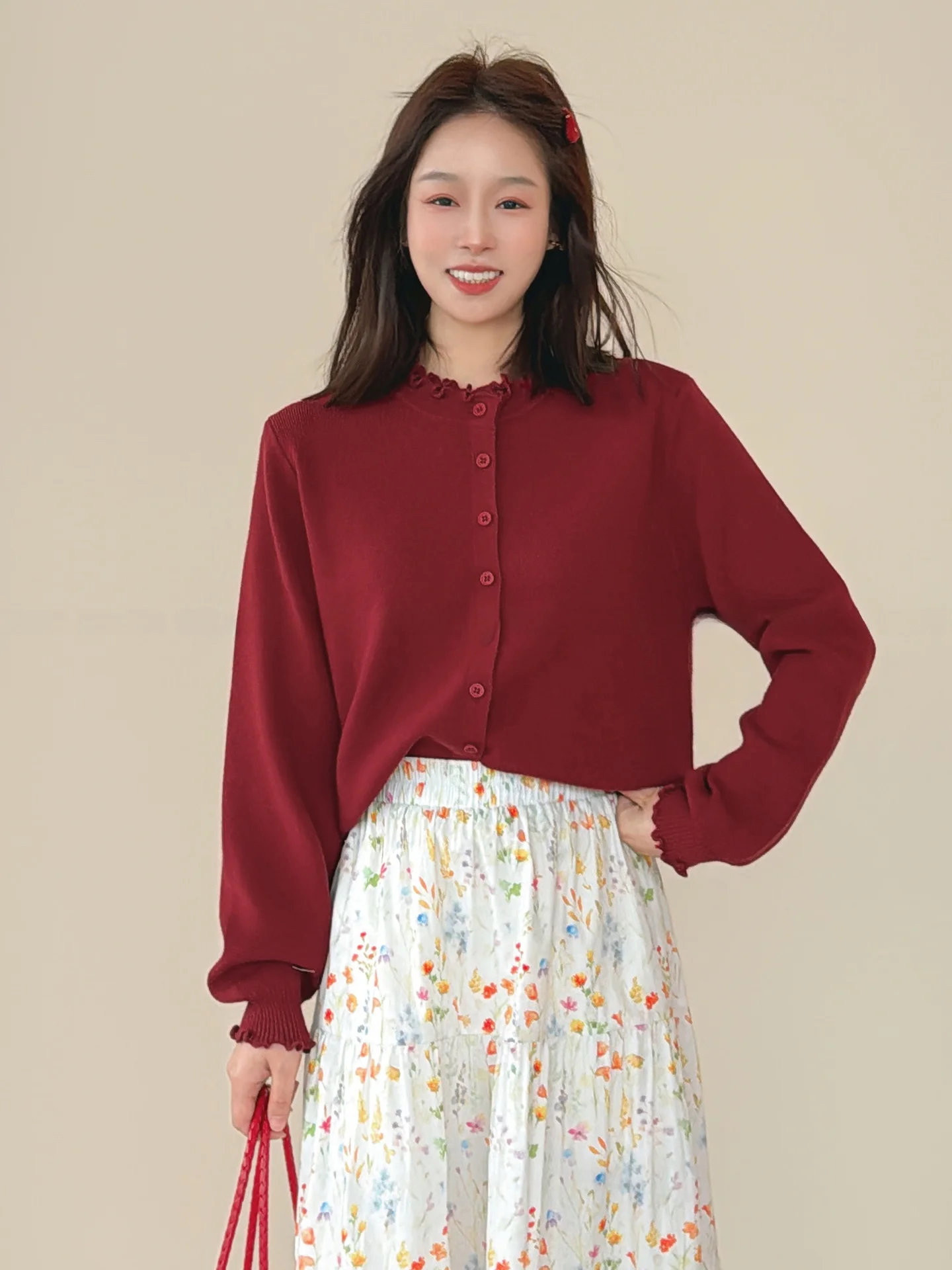 

Faionable Long Sve Knitted Sweater Women's Small Size Korean Sle Ear Musoom Collar Spring 2026 New Arrival