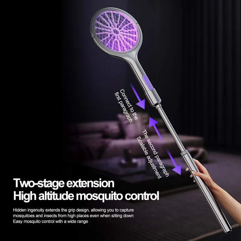 Mosquito Swatter Foldable and Retractable Electric Mosquito Swatter Home 2-in-1 USB Rechargeable Mosquito Repellent killer - Image 5