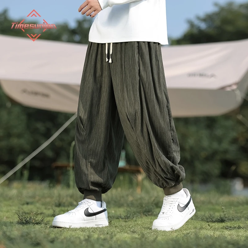 

Мужские вельветовые брюки-галифе оверсайз, широкие повседневные брюки для весны, уличный стиль, унисекс, с эластичным поясом