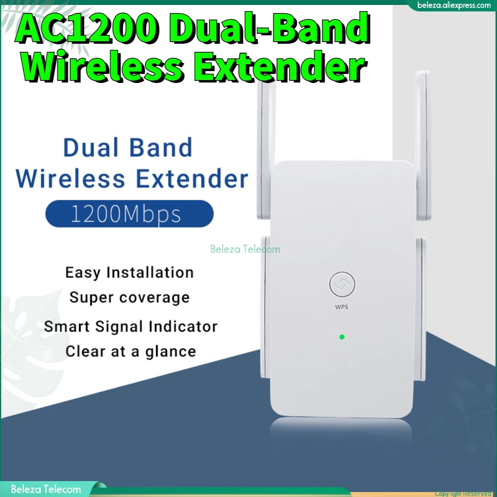 2.4G + 5G AC1200 Dual-Band Wireless Extender WiFi Repeater Booster 1200M WIFI Amplifier Signal Access Wi-Fi Repetidor Adapter