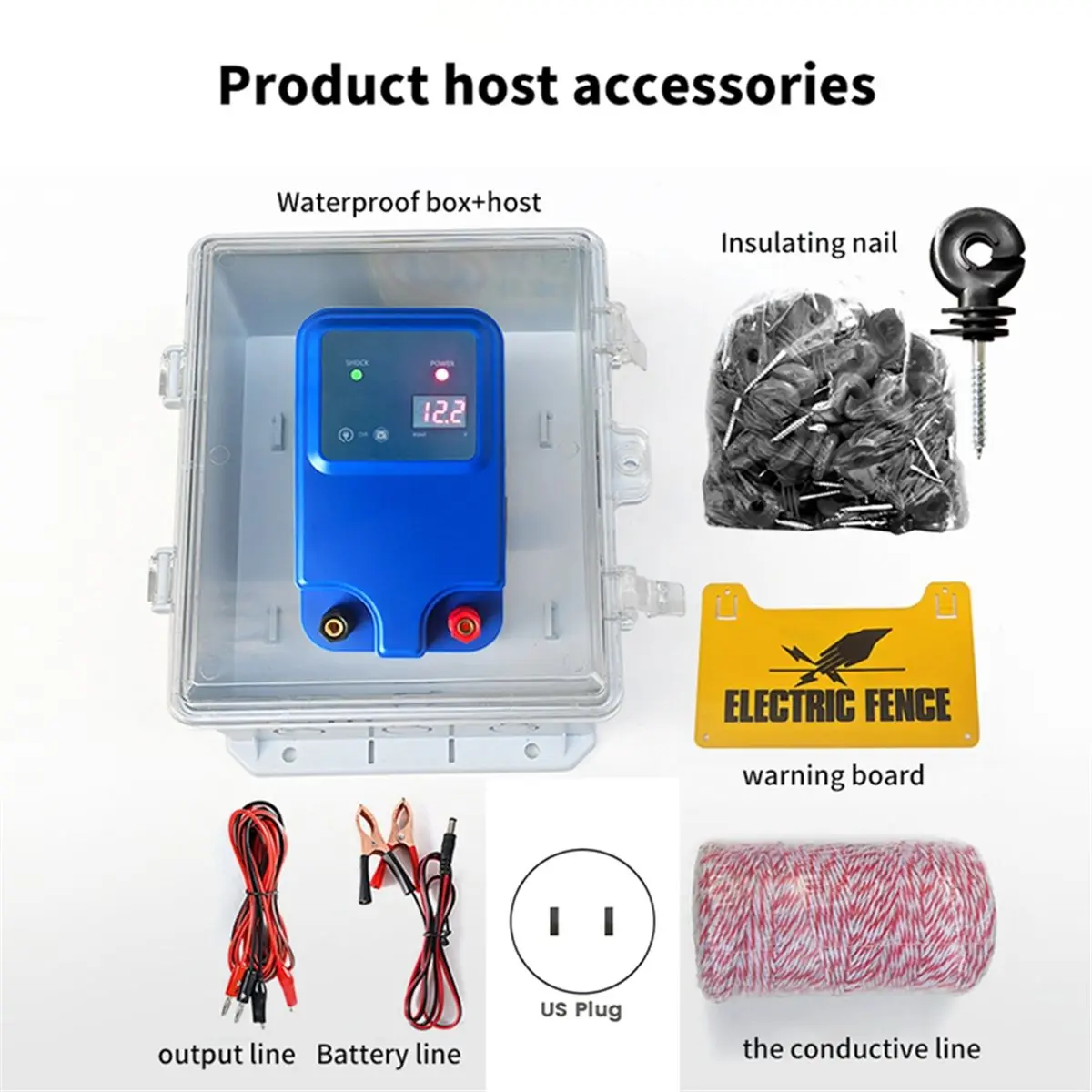 Y01A 10KM 1.5J Electronic Fence Kit Electronic Fence Charger for Livestock Poultry Fence Tool Preventing Animals US Plug
