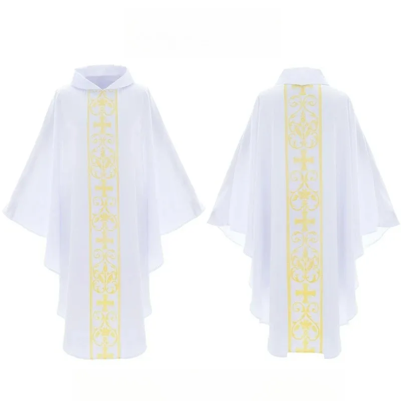 2025 22 disfraz de Halloween monje Iglesia sacerdote capa estampado cruzado bata vestido Jesús religión Cristo ministro clero hombres vestido capa fo