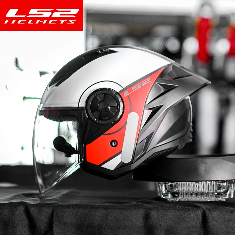 LS2 OF616 Airflow 2 KPA Material Bluetooth Helmets Motorcycle Summer Scooter Motorbike Helmet with BT Intercom Headphone