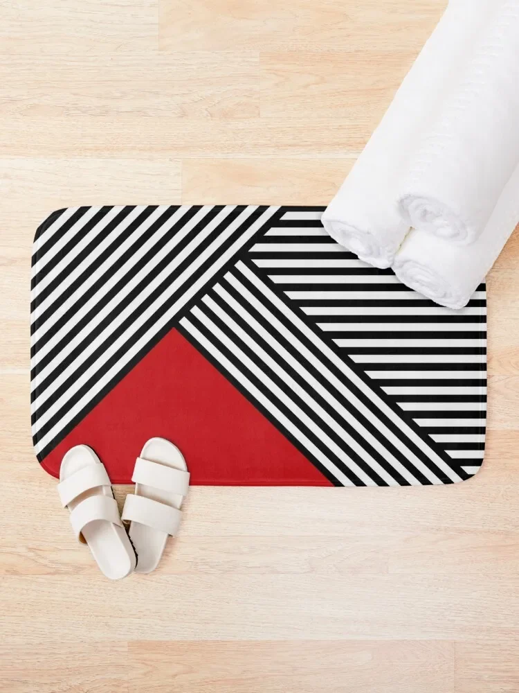 Black and white stripes with red triangle Bath Mat Bedroom Carpet DoorFor Entrance Door Toilet Carpet Rug Foot Mat