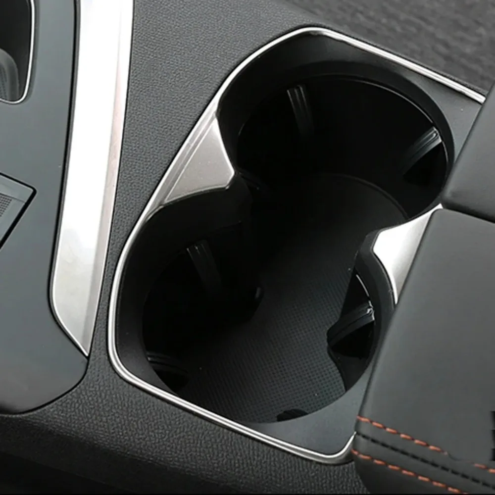 For Peugeot 3008 GT 5008 2017-2023 Car Styling Accessories Stainless Steel Interior Front Row Water Cup Holder Frame Cover Trim