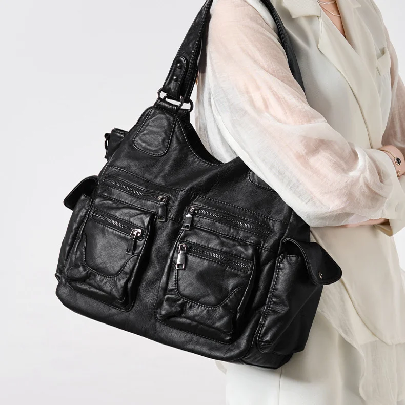 

Новинка 2025, милая крутая байкерская сумка, винтажная многоэтажная сумка-тоут на одно плечо для повседневных поездок, американская ретро-сумка Sle