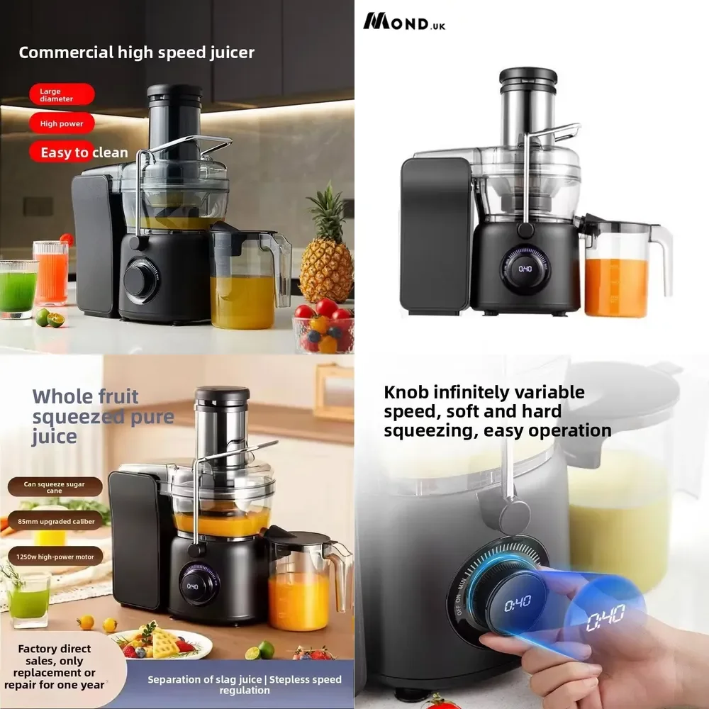 

Mond.uk JE666 Commercial Sugarcane Juicer 1250W, 85mm Large Caliber Automatic Juice Extractor for Milk Shop & Hotel