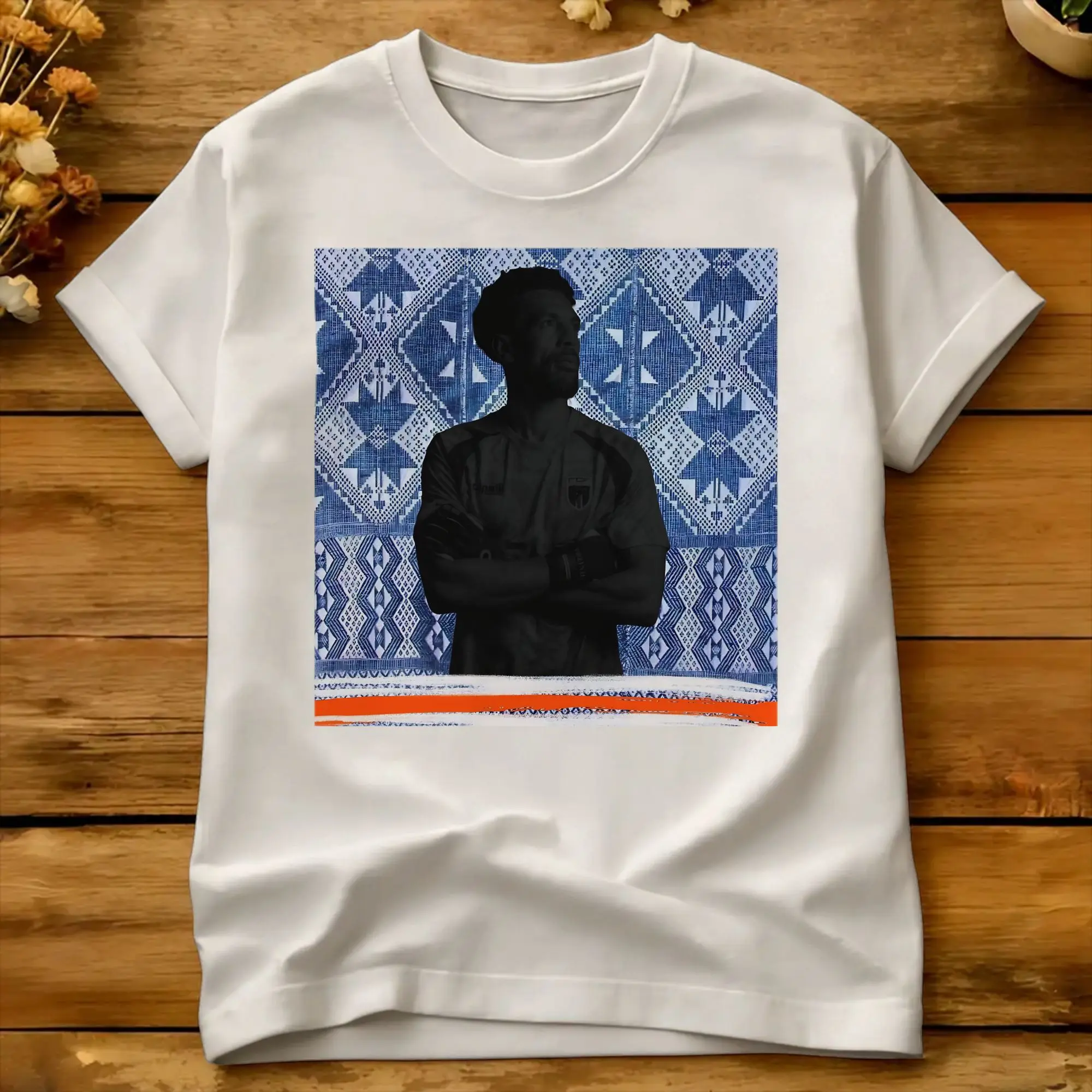 Vozinha With A Flag Made With Our Traditional Tissue Called “Pano Di Terra”  T Shirt Summer Cabo Verde Cotton T Shirts