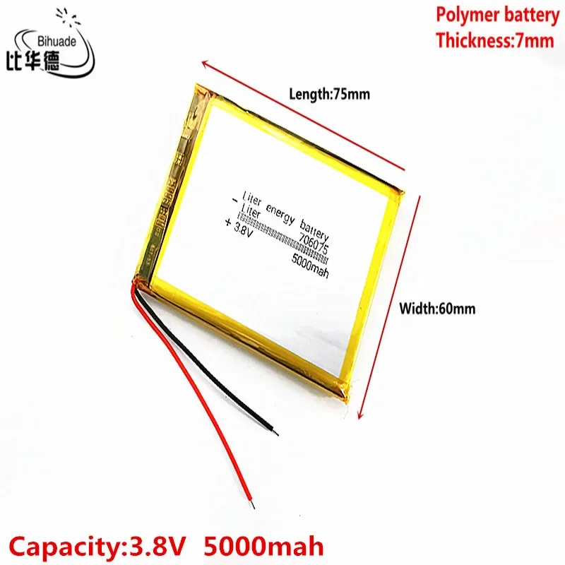 Good Qulity 3.8V,5000mAH 706075 Liter energy battery  Polymer lithium ion / Li-ion battery for tablet pc BANK,GPS,mp3,mp4