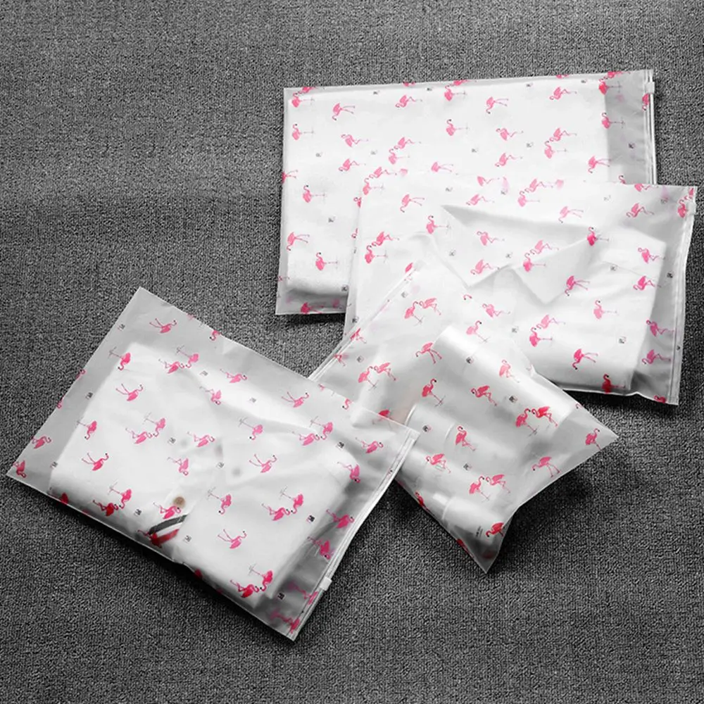 

1/5pcs EVA Cloth Organizer Translucent Waterproof Storage Pouch Flamingo Zip Lock Plastic Bag