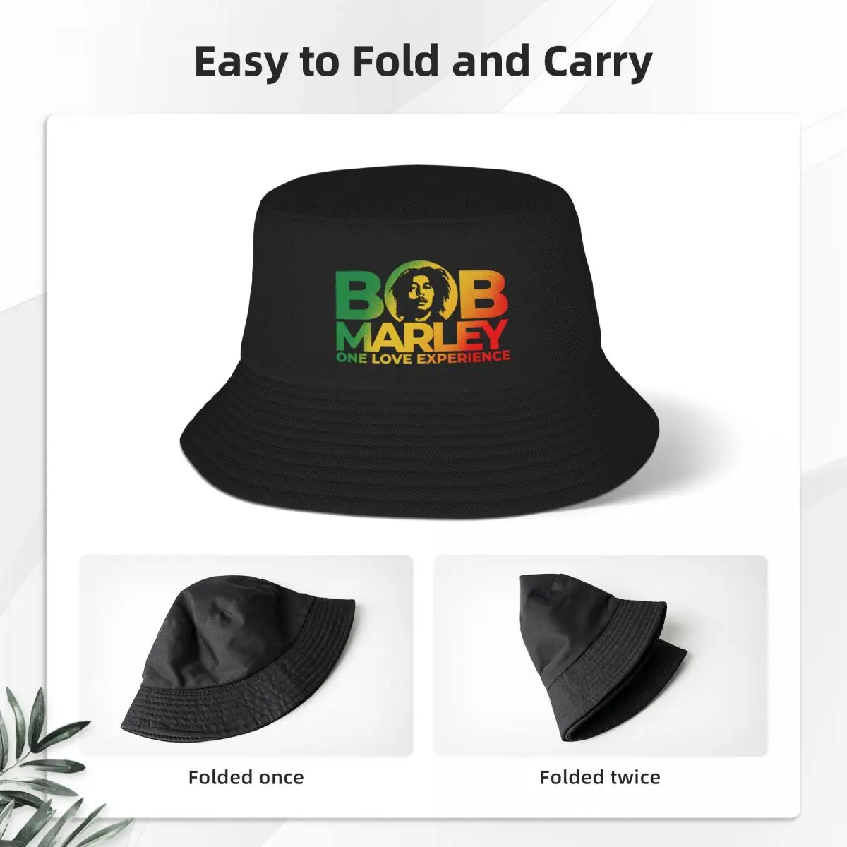 Custom Unisex Jamaica Singer Reggae Rock Bob Marley Bucket Hat Travel Beach Summer Fishing Hats