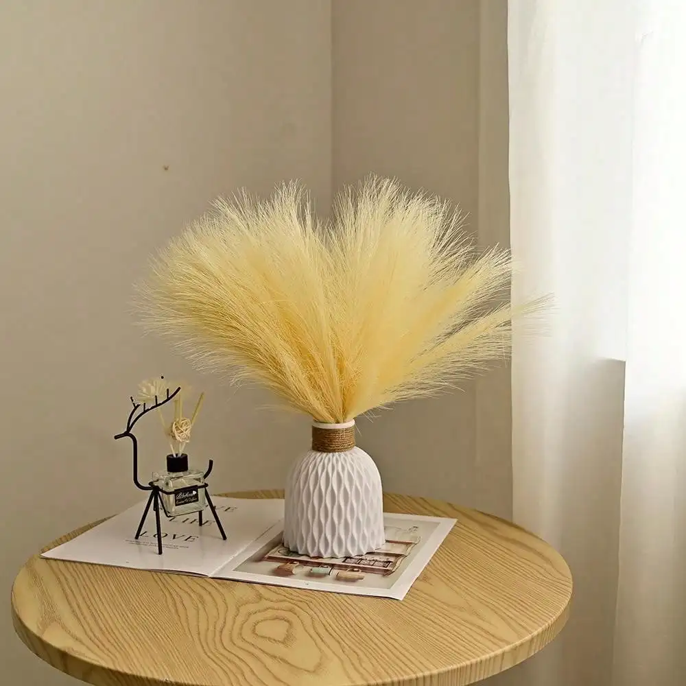 20pcs Artificial Pampas Grass Bohemian Style Home Decor Fluffy Artificial Dried Flowers Fake Reeds Fake Plants