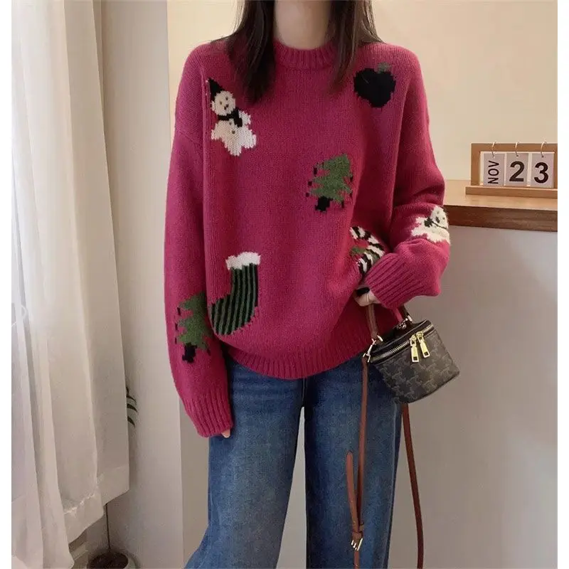 Damski sweter z dzianiny z koreańskim wzorem, retro, ażurowy, z kwiatowym wzorem, wyszczuplający, casualowy top, modny, M493