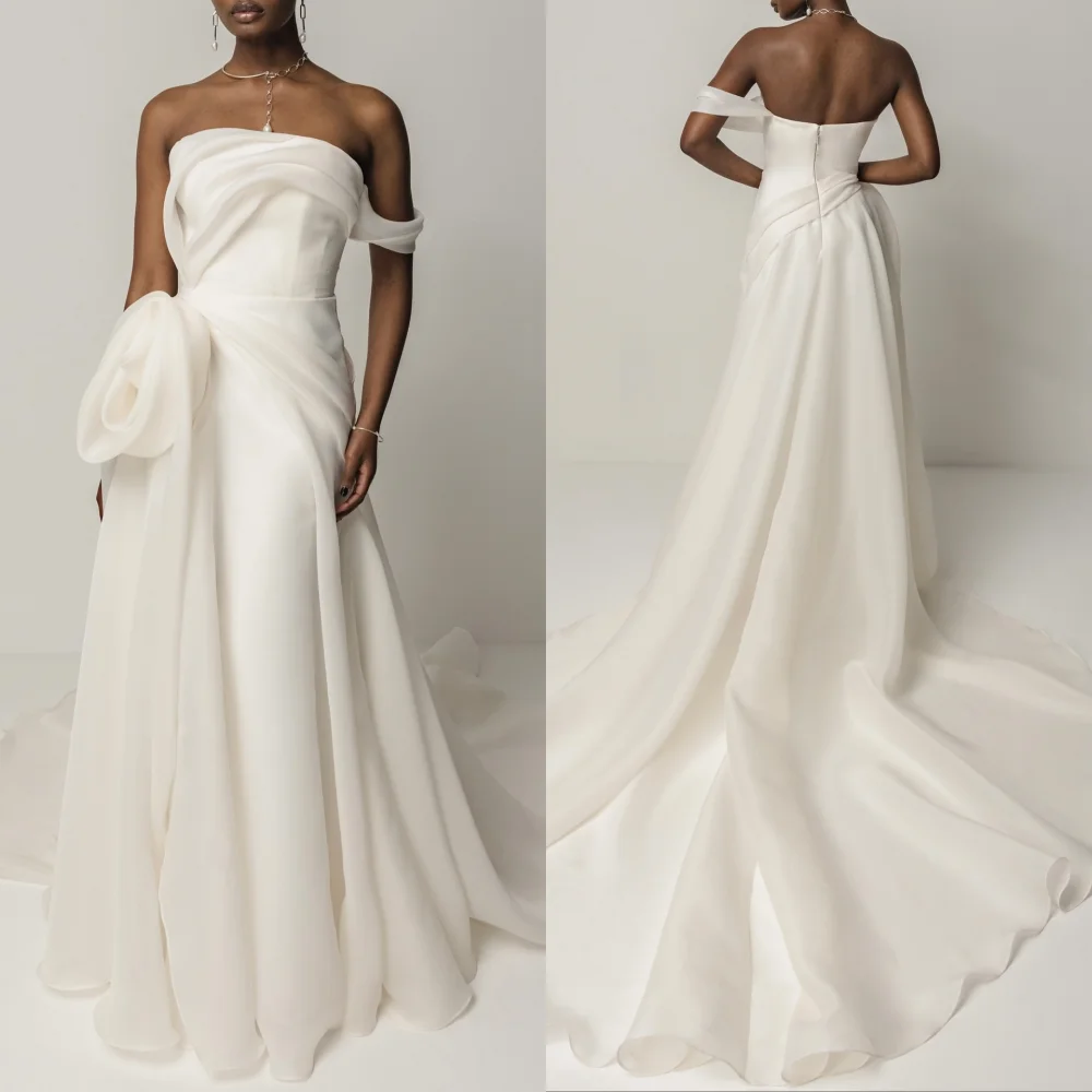 

Customized Exquisite Organza Pleat Straight One-shoulder Long Dresses Bespoke Occasion Evening Elegant Modern Style