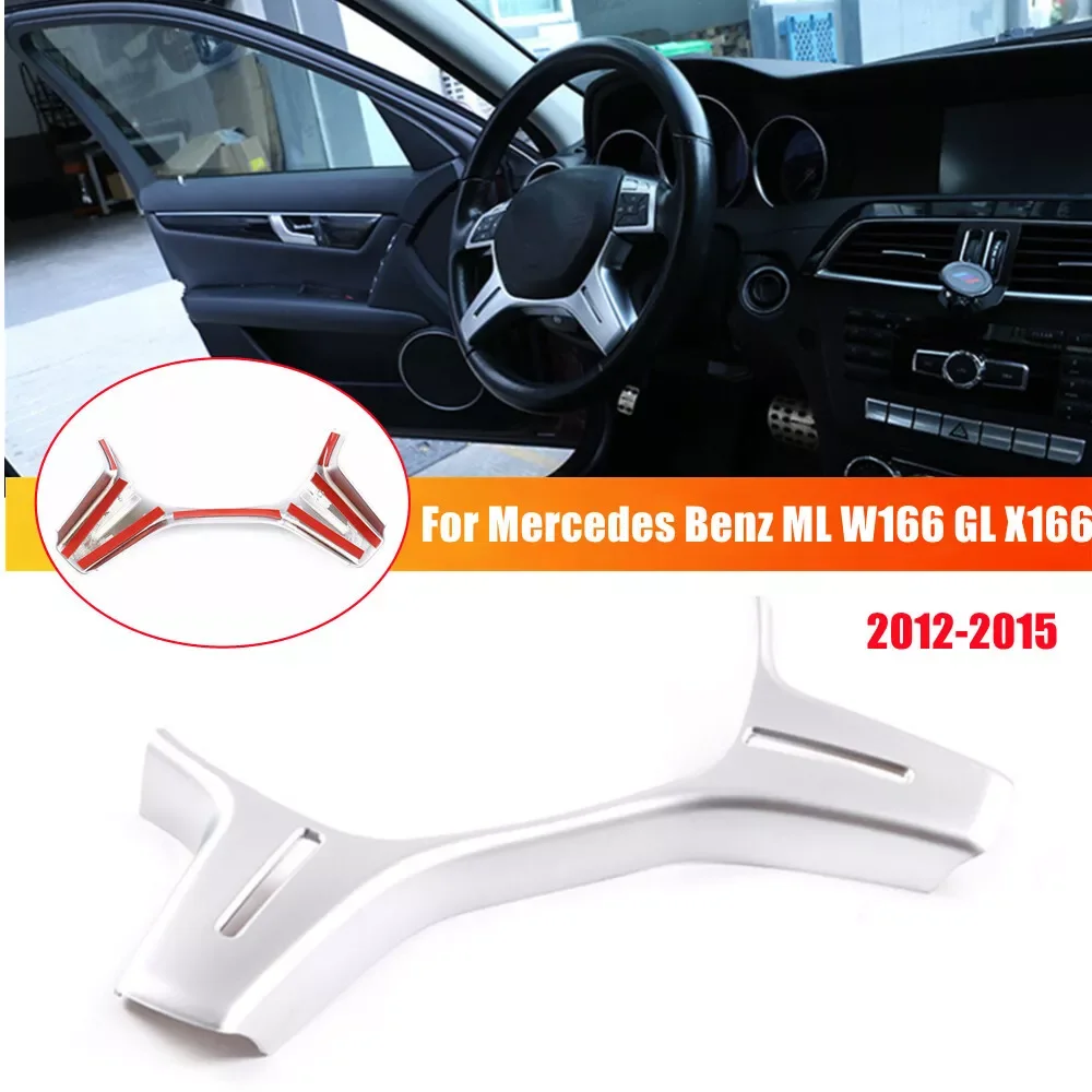 For Mercedes Benz ML GL GLS W166 W204 W212 W463 Car Interior Steering Wheel Frame Trim Center Cover Panel Sticker Black Silver