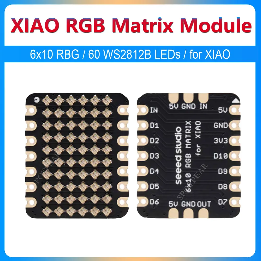 6x10 diod LED RBG Matrix 60 na płycie WS2812B kompatybilne z płytami QT Py dla adafruit i wszystkich serii Seeed Studio XIAO