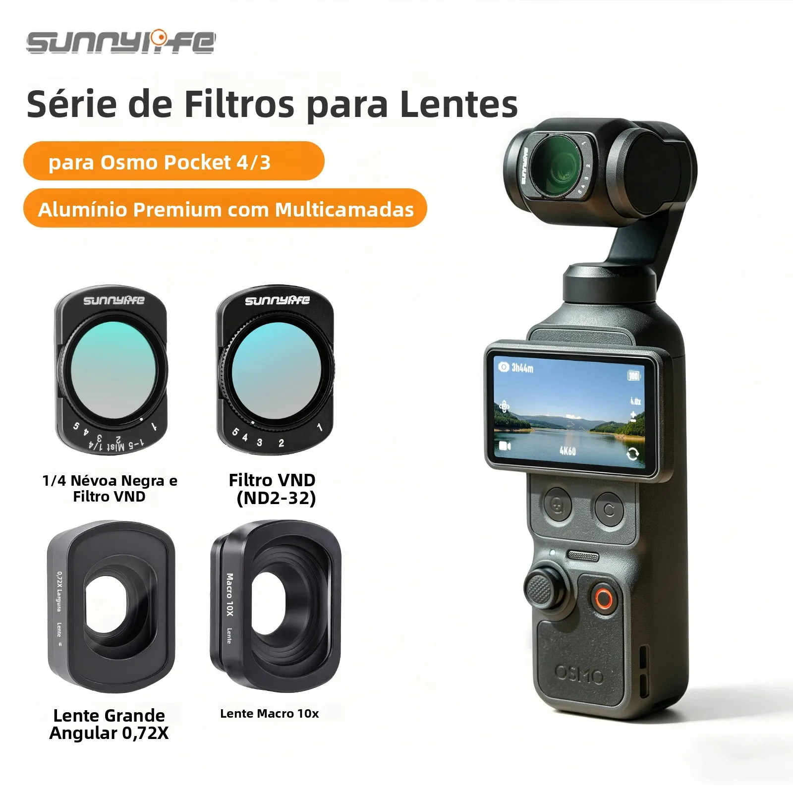 Filtro Magnético Sunnylife para DJI Osmo Pocket 4 3 ND ND Black Mist Lente Grande Angular Macro de Vidro Óptico Acessórios para Câmera Gimbal