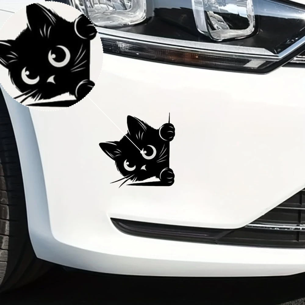 Peeking Cat Vinyl Sticker, 6-Inch Waterproof Decal for Car Motorcycle Laptop Window and Other Smooth Surfaces