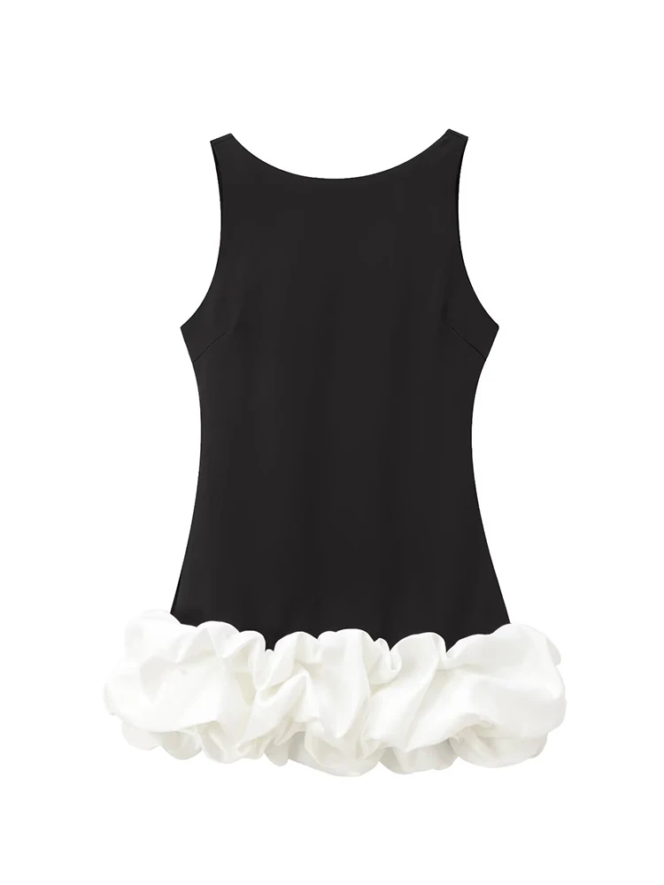 فستان نسائي قصير أنيق من TFMLN فساتين ضيقة بدون أكمام ورقبة دائرية بدون ظهر للسيدات 2025 مكشكشة بطيات للحفلات والنوادي للسيدات