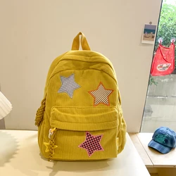 Solid Color Zipper Corduroy Backpacks Versatile 2024 New High Quality Women's SoftBags Simplicity Youth Bolsas Para Mujeres