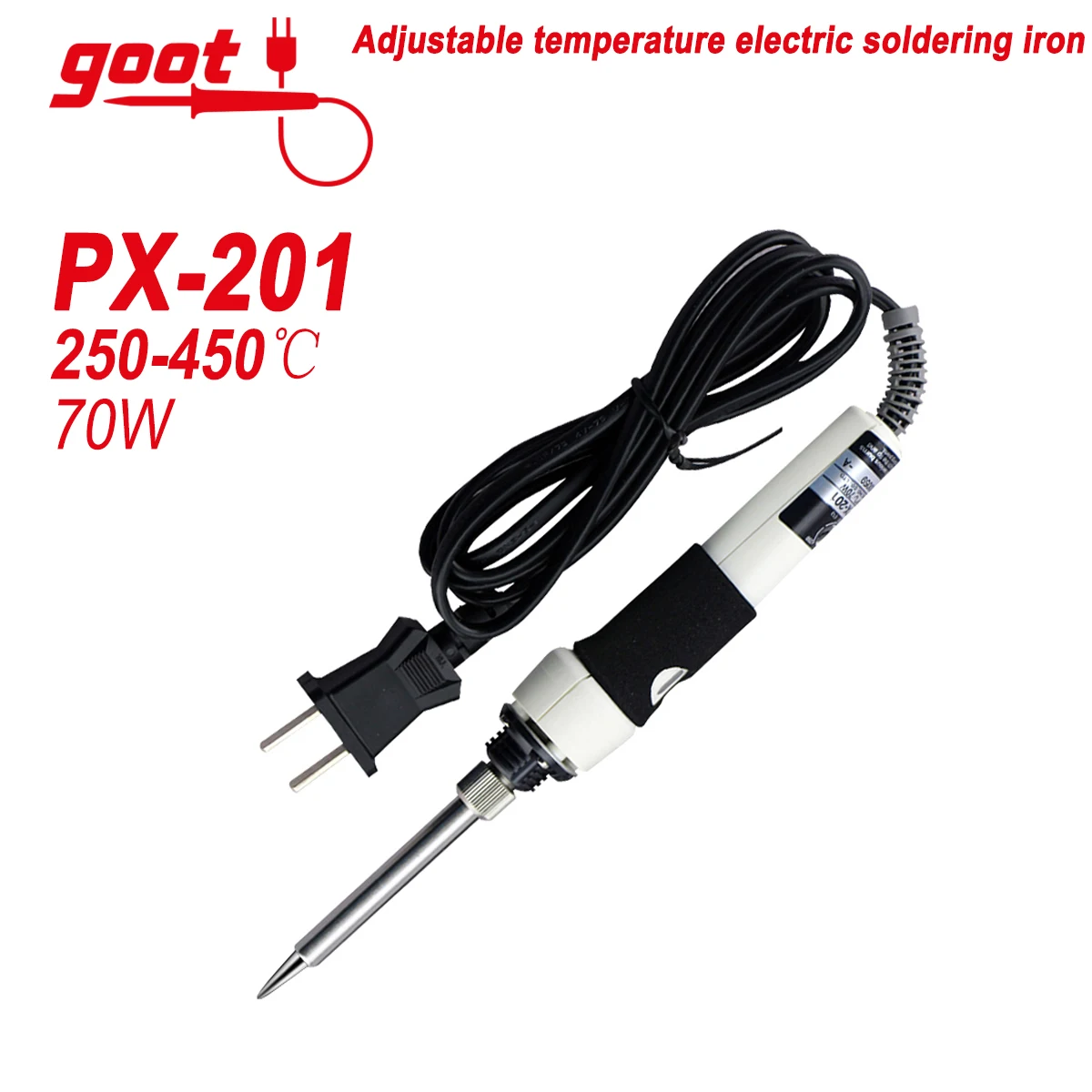 Lutownica szerokokątna GOOT o temperaturze 250-450℃ Regulator stopni Celsjusza Japonia Narzędzia spawalnicze PX-201