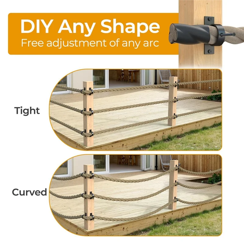 

AS60-For Hemp-Rope Fencing Stair Deck Rope End Snap 2Inch 8Pack Cap Cover Support With Screw