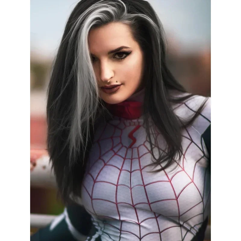 Cindy Moon Cosplay Silk Spiderman Costumes Jumpsuit Superhero Silk Zentai Suit Spider Man Bodysuit Halloween Costumes for Women