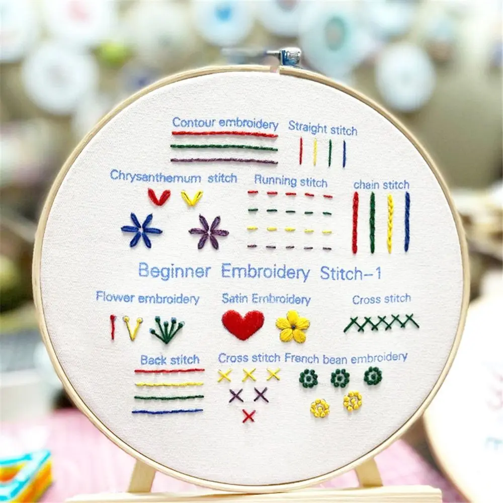 

Crafts Embroidery Hoop Frame Cross Stitch for Beginners Ribbon Painting Embroidery Stitch Practice Kit Embroidery Needlework