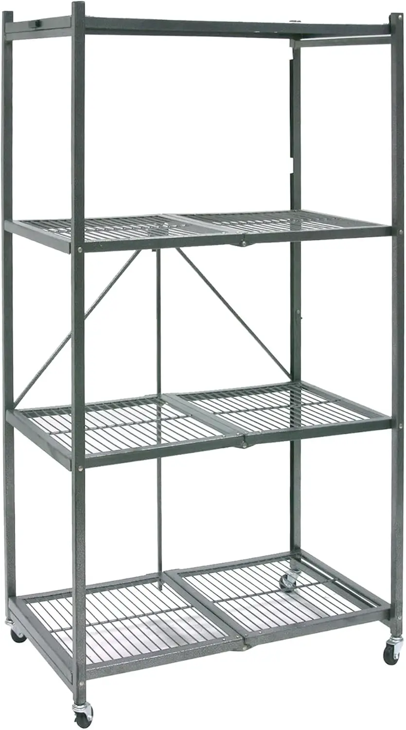 

Origami 4 Tier Folding Shelves, Storage Shelving Rack Unit with Wheels
