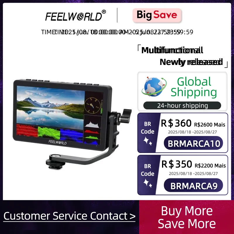 FEELWORLD-DSLR Полевой монитор камеры, F5 Pro V4, сенсорный экран, IPS, FHD1920x1080, 4K, HDMI, помощь видеофокусированию для подвеса
