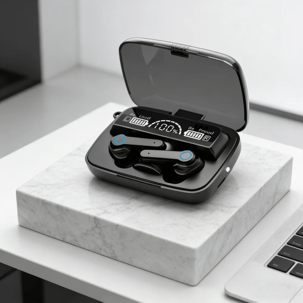 New Earbuds TWS Earphone M19 Intelligente Touch Control Wireless Bluetooth-compatible Headphones Waterproof LED Display With Mic