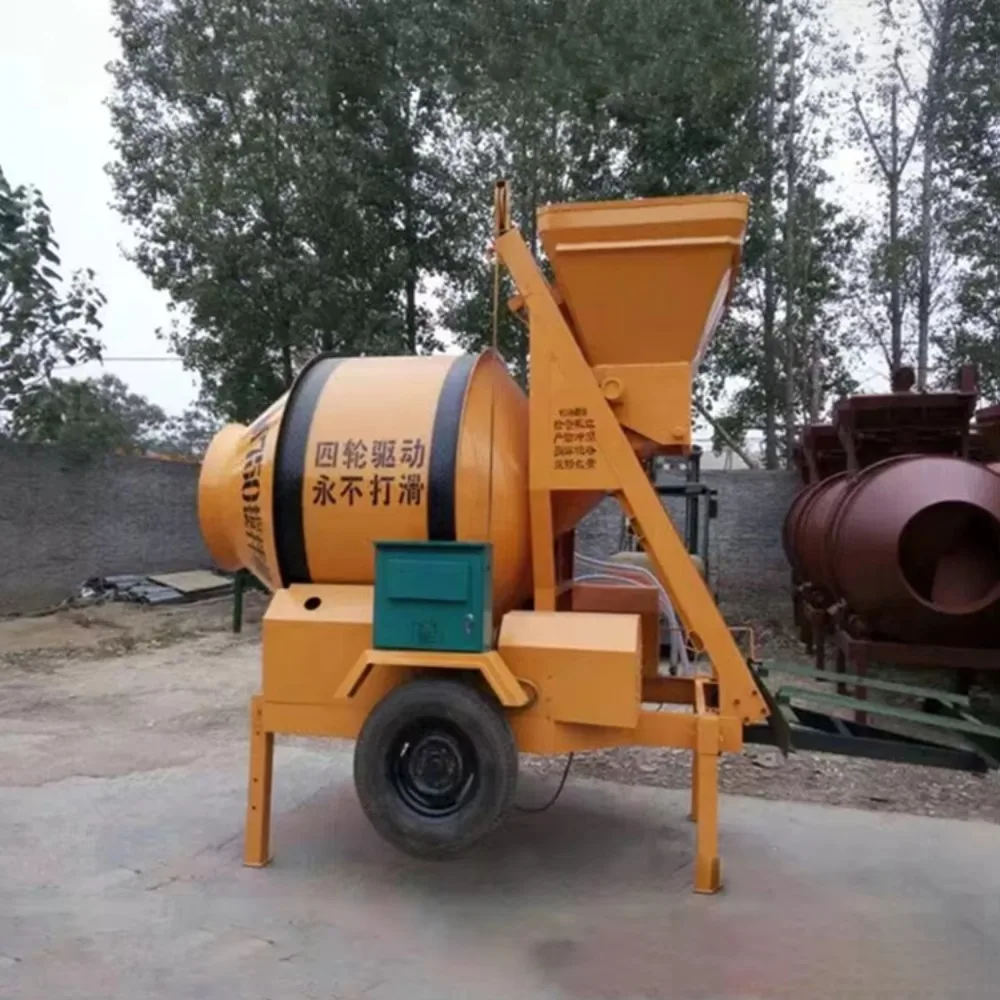 Automatyczna betonarka diesla o dużej pojemności, sprzęt do mieszania cementu z systemem odchylania wiadra, przeznaczona do budowy inżynieryjnej.