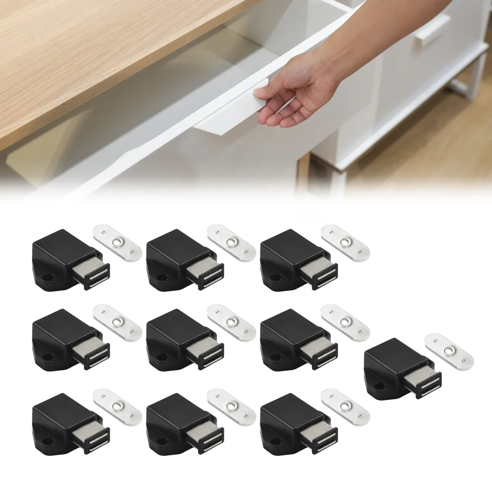 10pc Kitchen Cabinet Door Stopper Catch ABS Plastic Soft Close Magnetic Push To Open Round Door Buffers Home Door Hardware