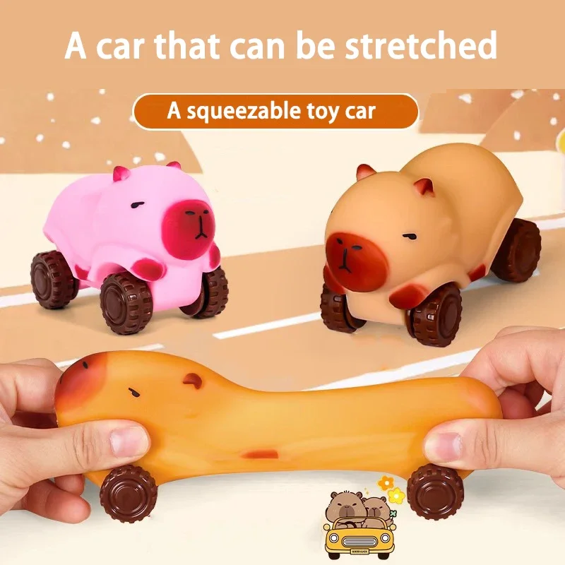 Creatief nieuw product Capibara knijpbare speelgoedauto Een auto die kan worden uitgerekt Transformeerbaar speelgoed voor stressverlichting Knijpspeelgoed